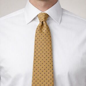 Brooks Brothers Gold Geometric 100% Silk Men's Tie 59.5x4 Made in USA